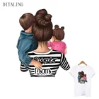 Нашивки на одежду для мам и малышей, стирающаяся футболка для девочек своими руками, наклейки с помощью утюга, теплопередающая одежда для родителей и детей, наклейки с аппликацией