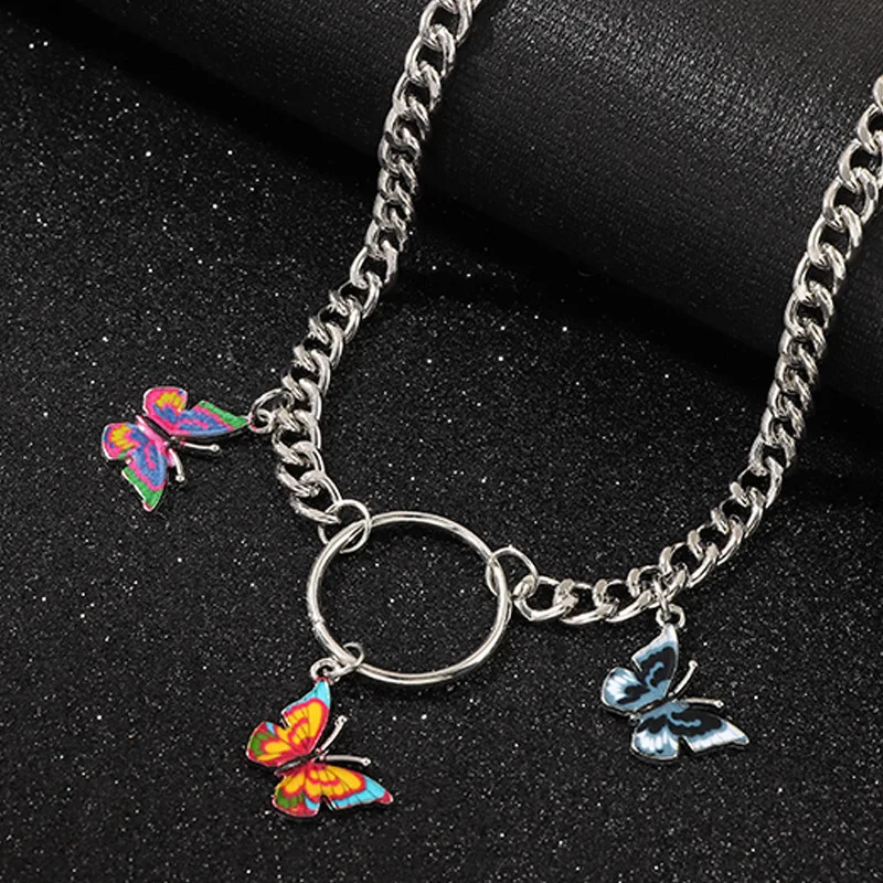 

Butterfly Choker Necklaces Women Jewelry Harajuku Punk Style Collares Gothic Hip Hop Gift Necklace Collares Mujer 35+10cm