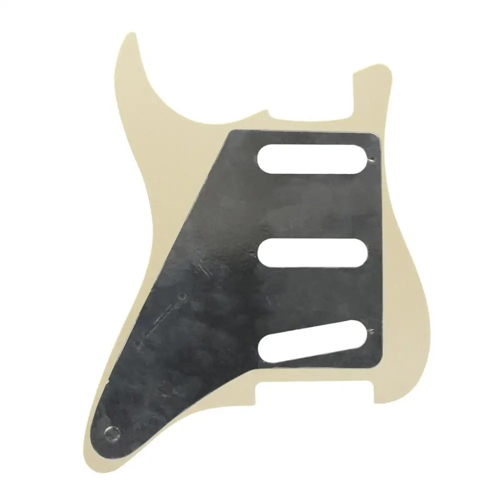 Крем 3Ply NO Side гитара отверстия Pickguard Strat SSS + Прозрачный шаблон для