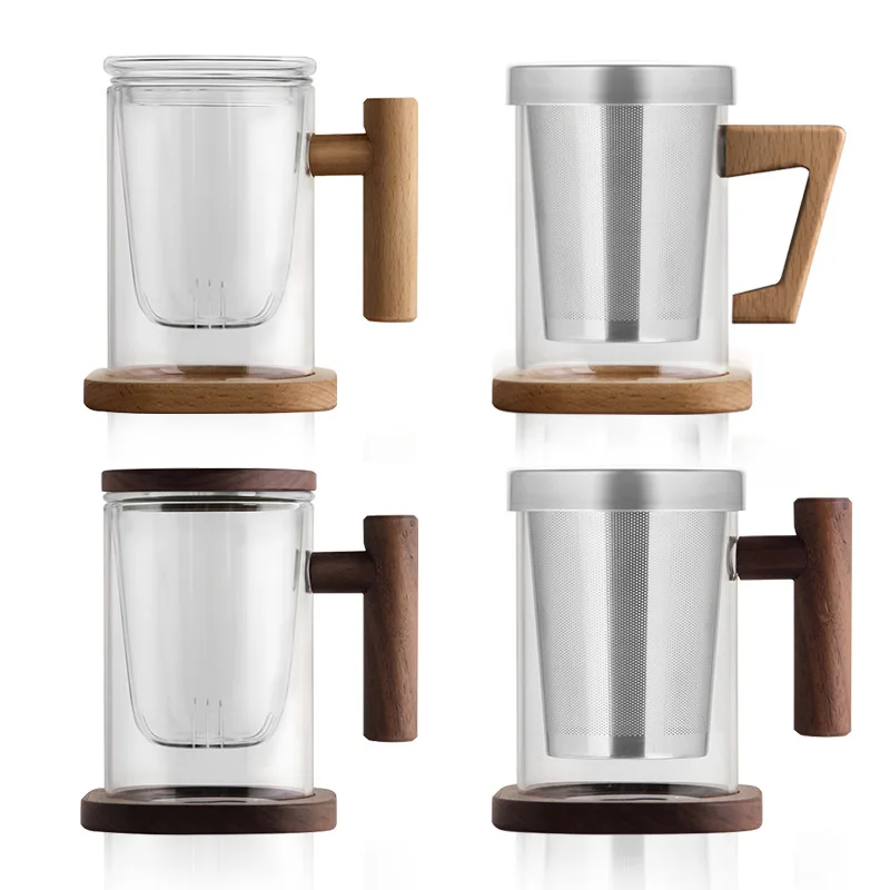 

Heat resistant thickened glass tea separation and filtration tea making cup with cover household high borosilicate glass flower