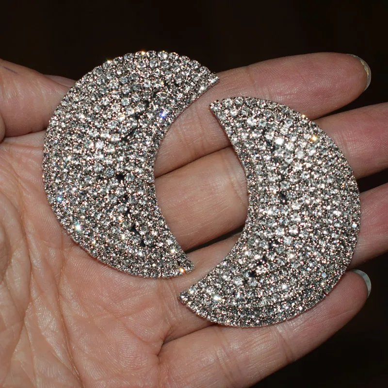 Серьги-подвески в форме Луны женские потрясающие блестящие стразы бижутерия