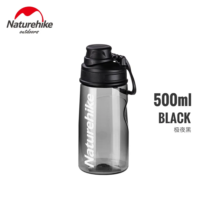 500ml black Naturehike бутылка для воды 500 мл 700 мл пластиковая посуда для напитков Тур Спорт на открытом воздухе школа герметичная печать Тыква скалолазание бутылки для воды - Цвет: 500ml black