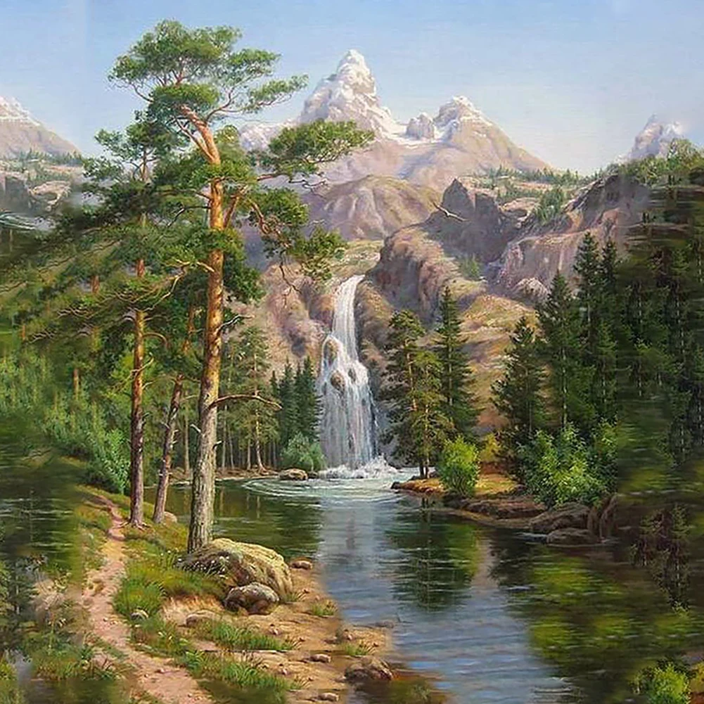 

Vesteen Scenery Waterfall Painting By Numbers HandPainted Kits Drawing On Canvas DIY Oil Painting For Home Decor Gift