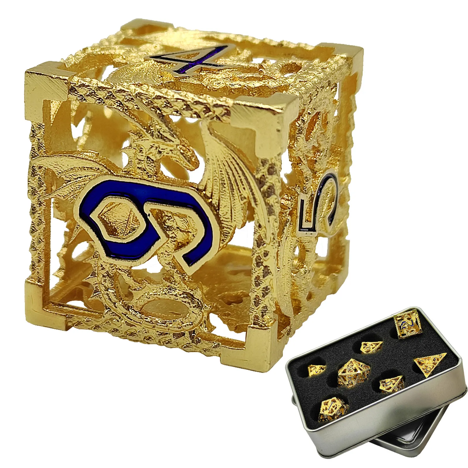 

Hollow Metal Dice Set 7-Piece DND Dungeon Dragon D&D Role Playing Pathfinder Desktop Digital Teaching Entertainment Dice Acces