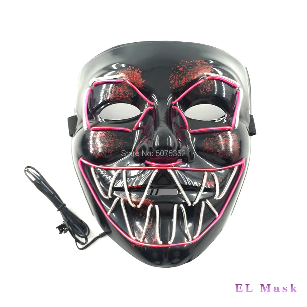 Модная новая многоцветная неоновая светодиодная Rave маска страшная тематическая