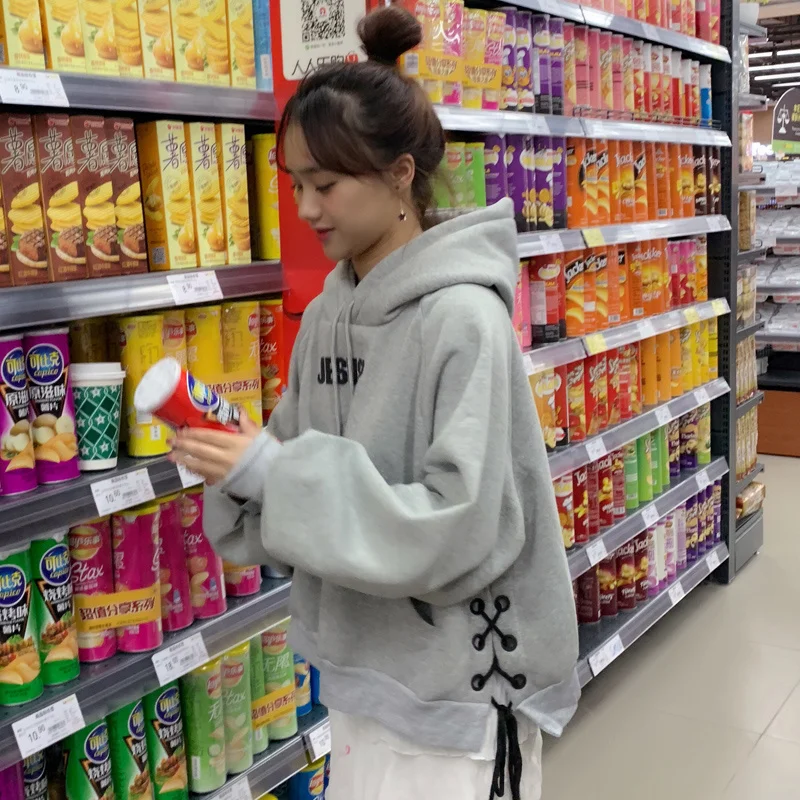 Свитер женский зимний стиль свободный Студенческая утепленная куртка с флисовой