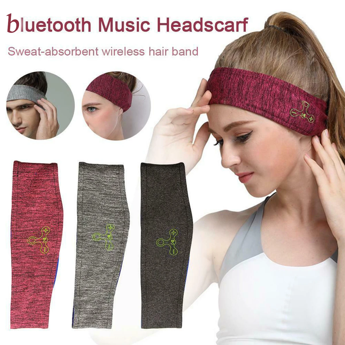 Беспроводная bluetooth вязаная музыкальная головная повязка гарнитура для сна