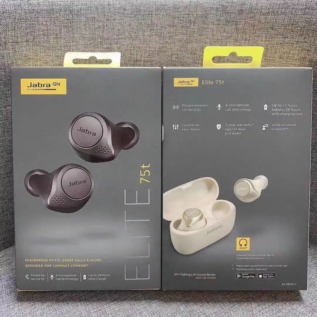 Беспроводные наушники Jabra 75t для спорта и музыки поддержка Ipx55 пылезащитные