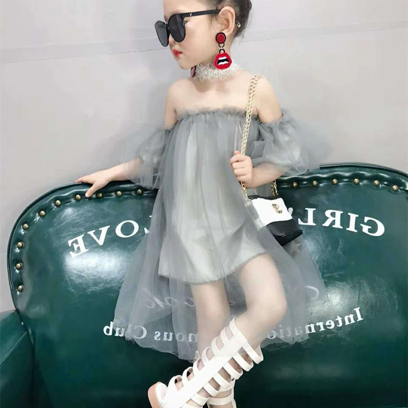 Летние длинные платья принцессы из тюля для девочек детские кружевные вечерние