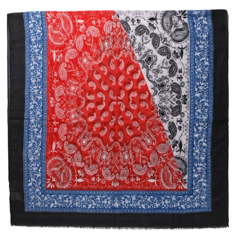 

Paisley Print Cotton Hijab Scarves Women Blue Scarf Female Autumn 2021 Cashew Uneven Spain Shawl Headscarf Paisley Scarf Bandana