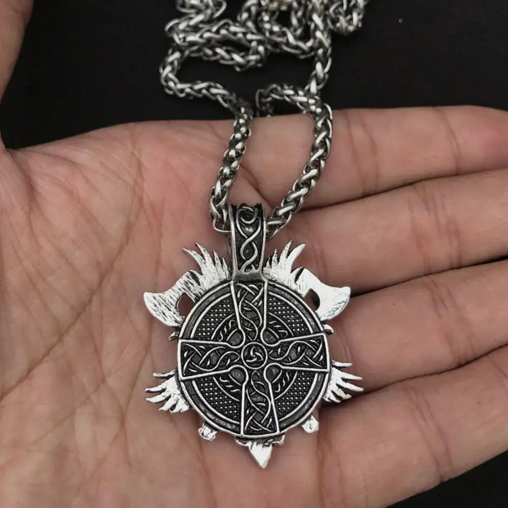 Винтажная подвеска Викинг один raven мужские викинги одиновое лицо с топором
