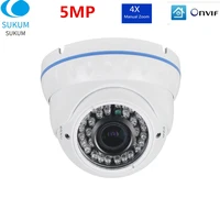 5mp indoor hd cctv ip camera onvif 2 8 12mm manual zoom lens vandalproof face detection security dome network poe camera