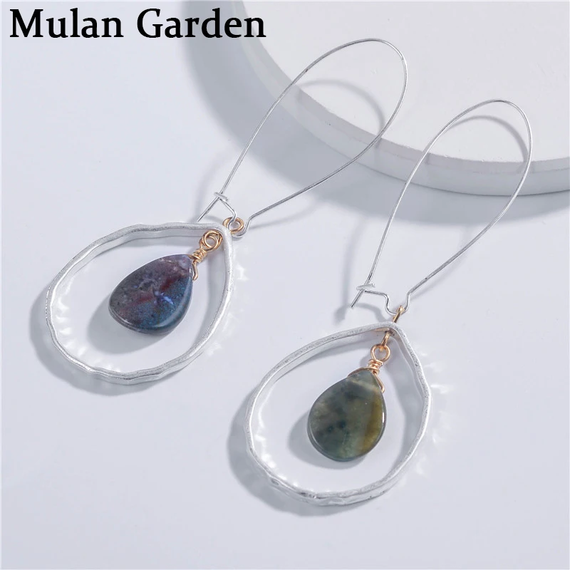 Креативные элегантные серьги M & G из натурального камня Подвесные ручной работы в