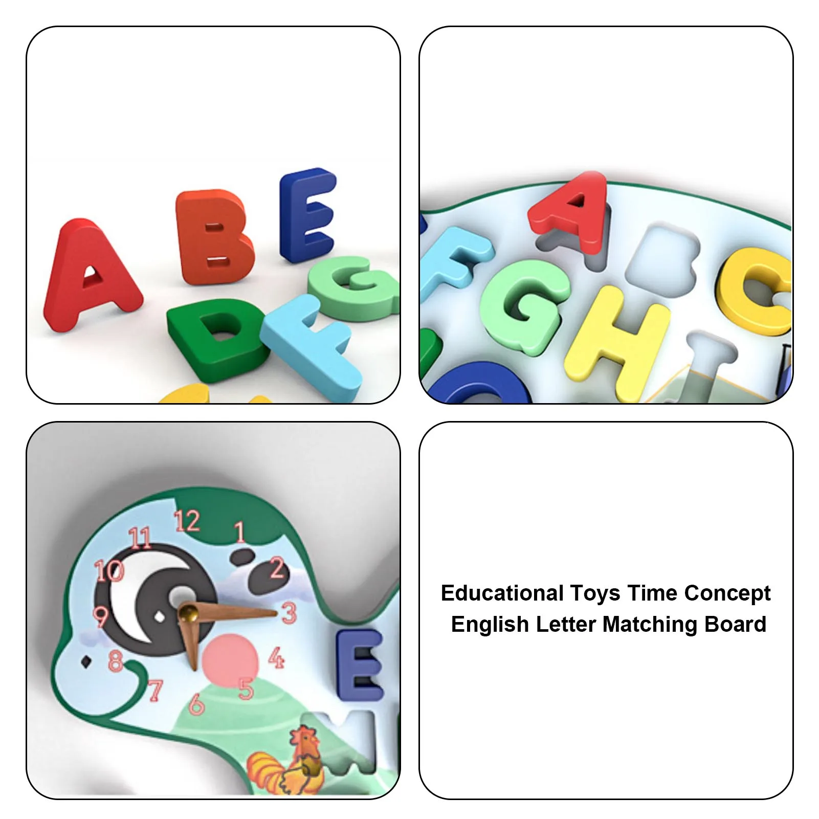 

New Educational Toys Wooden Puzzle Toys Board Alphabet Number 3D Puzzles Time Concept English Letter Matching Board Toy