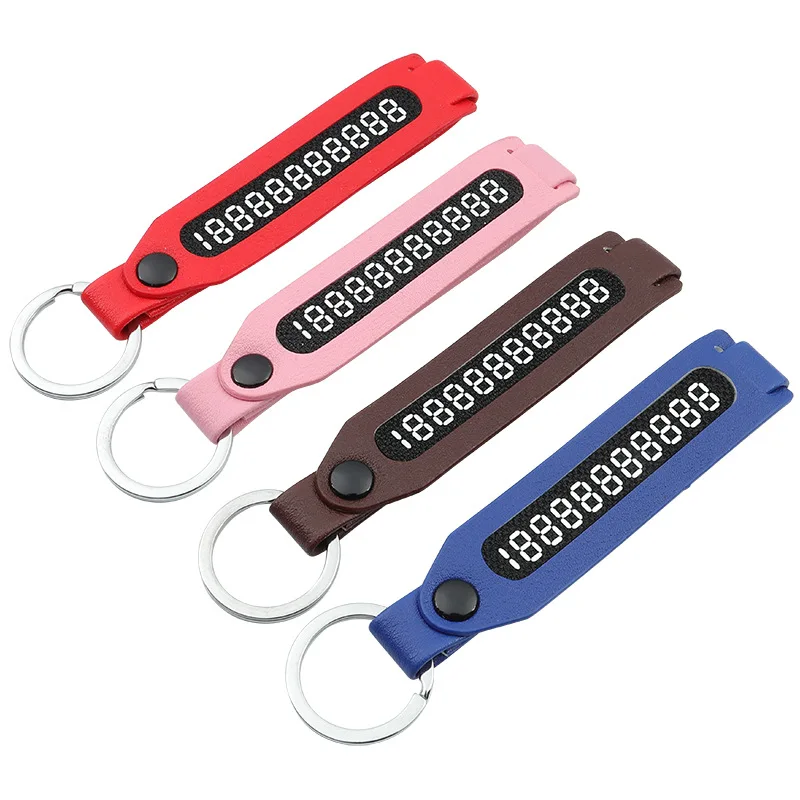 Creative DIY Leather Car Keychain Key Number Anti-lost Card Ring Pendant Holder Unisex Auto Accessories Gift | Автомобили и