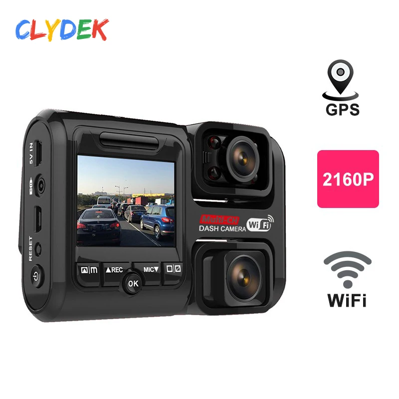 Автомобильный видеорегистратор с двумя объективами 4K 2160P Wi-Fi GPS-Регистратор Novatek