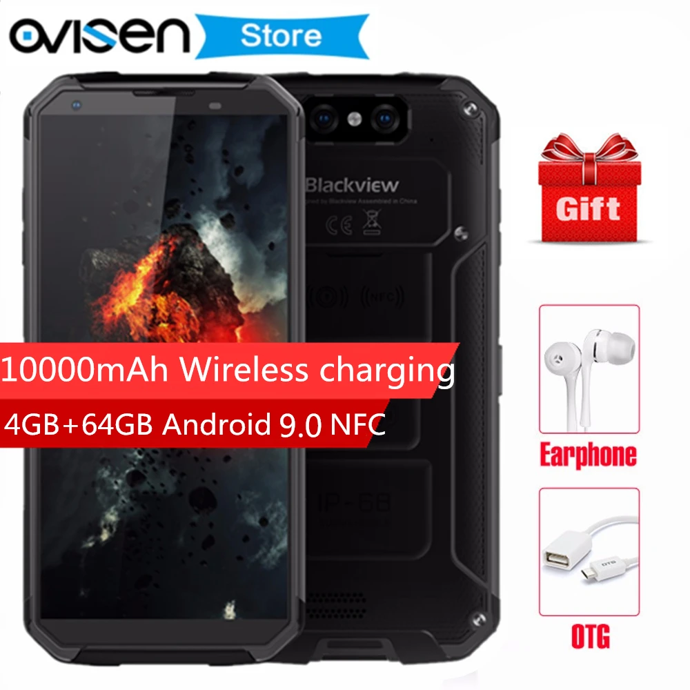 BLACKVIEW BV9500 PLUS 5 7 дюйма беспроводной зарядный смартфон Helio P70 4 Гб 64 ГБ Android 9 0 NFC 10000 мАч