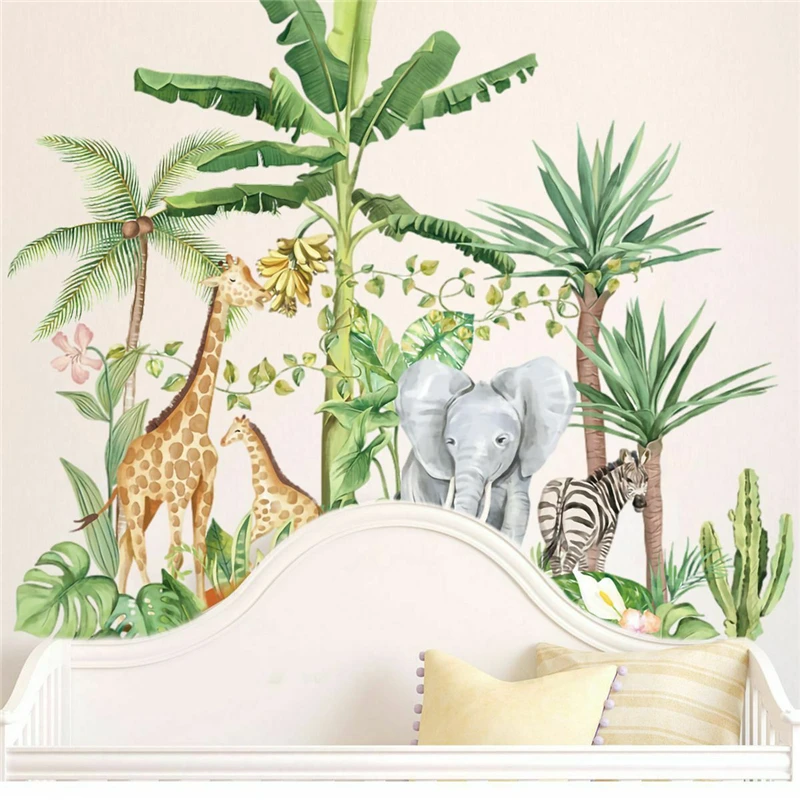 Мультяшные сафари джунгли леса животные настенные наклейки детские комнаты