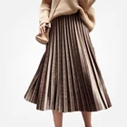 Плиссированные юбки, женские эластичные весенние юбки с высокой талией для женщин, бархатная юбка, плиссированная бархатная юбка, женская черная миди-юбка