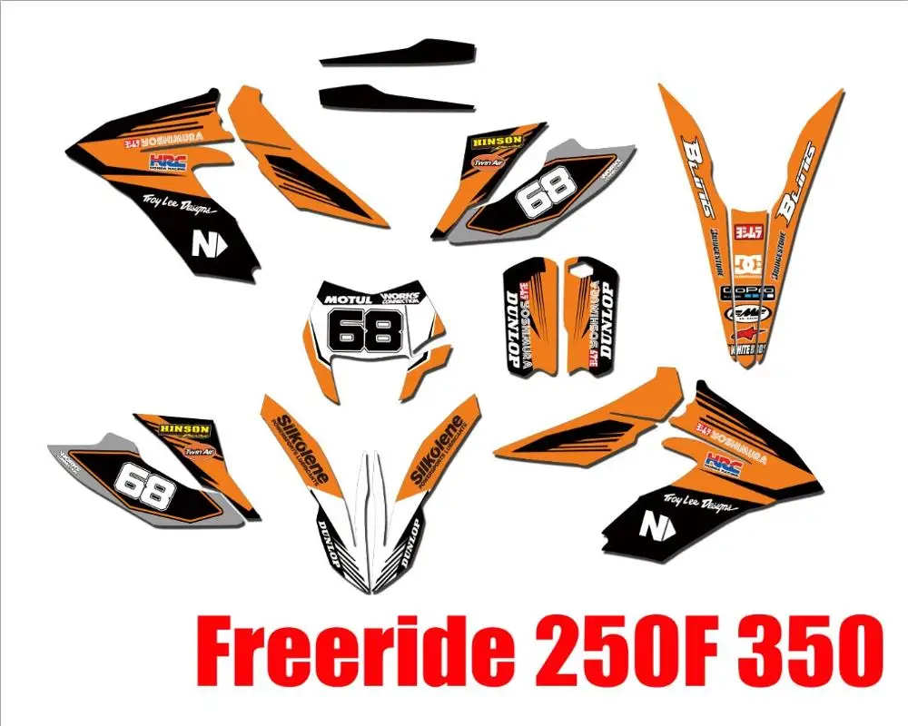For KTM Freeride 250 350 Motorcycle Custom Numbers Names GRAPHICS BACKGROUNDS DECALS STICKERS Kits 250F | Автомобили и мотоциклы