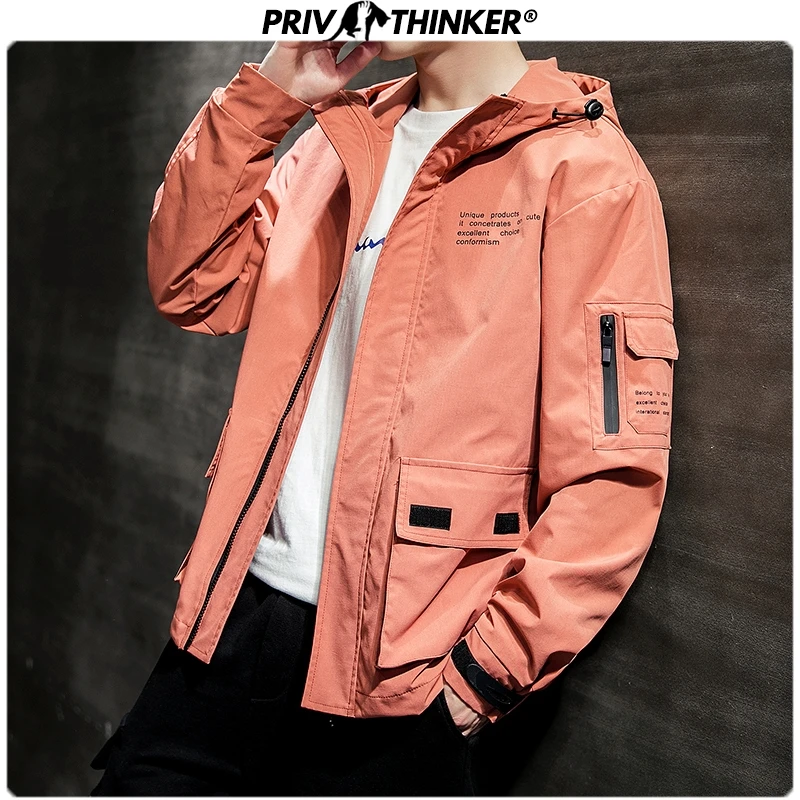 Мужская куртка с капюшоном Privathinker осенняя в стиле хип-хоп Корейском 2020 | одежда