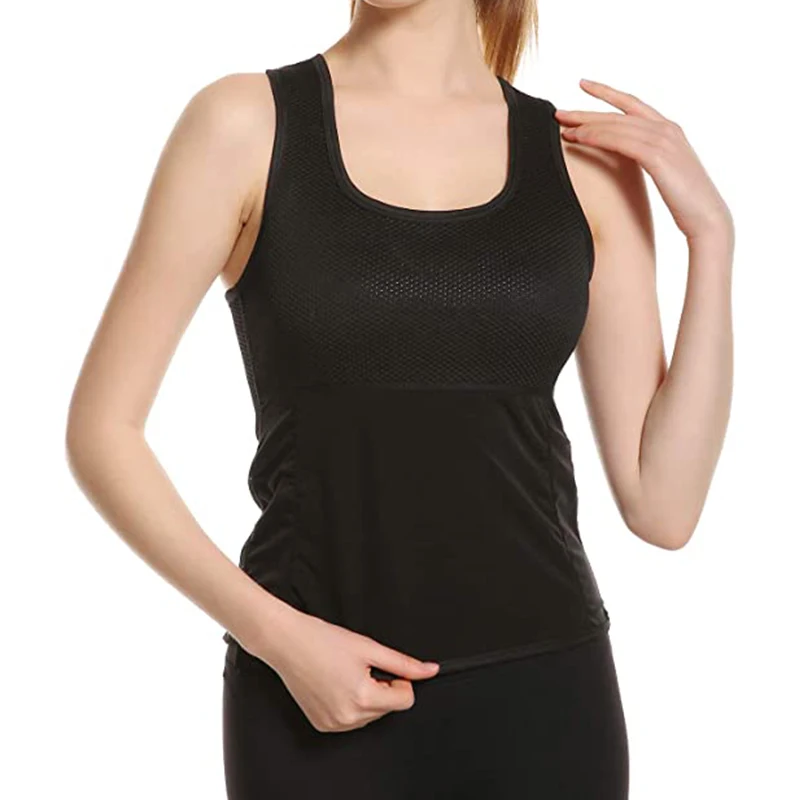 Women's Heat Trapping Shirt Sweat Vest Tee Short Sleeve Top Sauna Suit Workout Sauna Exercise Tank top Compression Waist Trainer