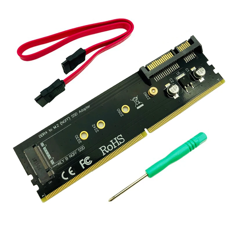 DDR4 to M.2 SATA Adapter Riser Memory DIMM NGFF SSD B Key 15Pin Power 7pin Port Motherboard 2230-2280 M2 | Компьютеры и офис
