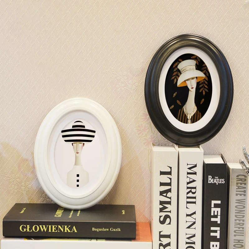 

Oval Fashion Photo Frame For Living Room Bedroom Decor 7/10 Inch Art Painting Picture Frames 3 Colors Family Photo Display Frame