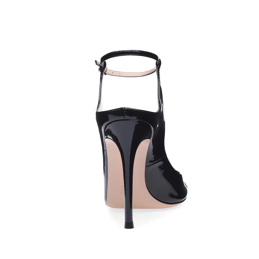 

New black open toe wristband high heel large open heel single shoes sexy party fashion shoes in spring and summer of 2019