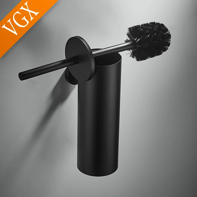 vgx bathroom toilet brush holder stainless steel wall mount cleaning brush holder set household accessories black brushed chrome free global shipping