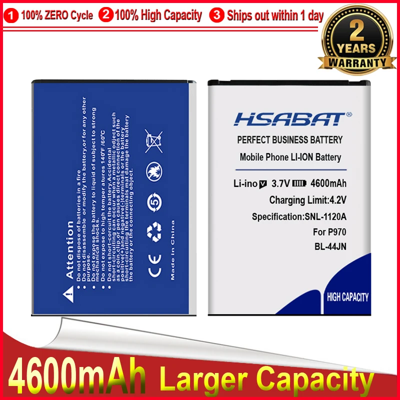Литий-ионный аккумулятор HSABAT 4600 мАч BL-44JN мобильный телефон для LG P970 E730 P690 P693 E510 C660