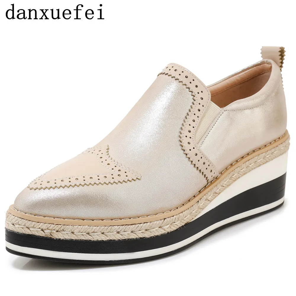 

Лоферы женские из натуральной кожи, мягкие удобные, на платформе, заостренный носок, повседневные эспадрильи, толстая подошва, Мокасины, для...