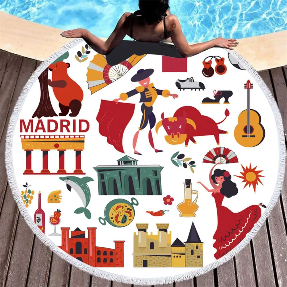 Мультфильм фрукты круглый пляжное банное полотенце из микрофибры Полотенца для