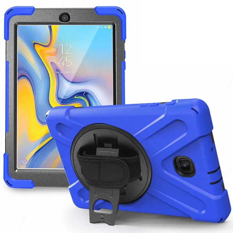 

360 Degree Rotatable With Kickstand Cover For Samsung Galaxy Tab A 8.0 Inch 2018 T387 Tablet Case Hand Strap Shoulder Strap