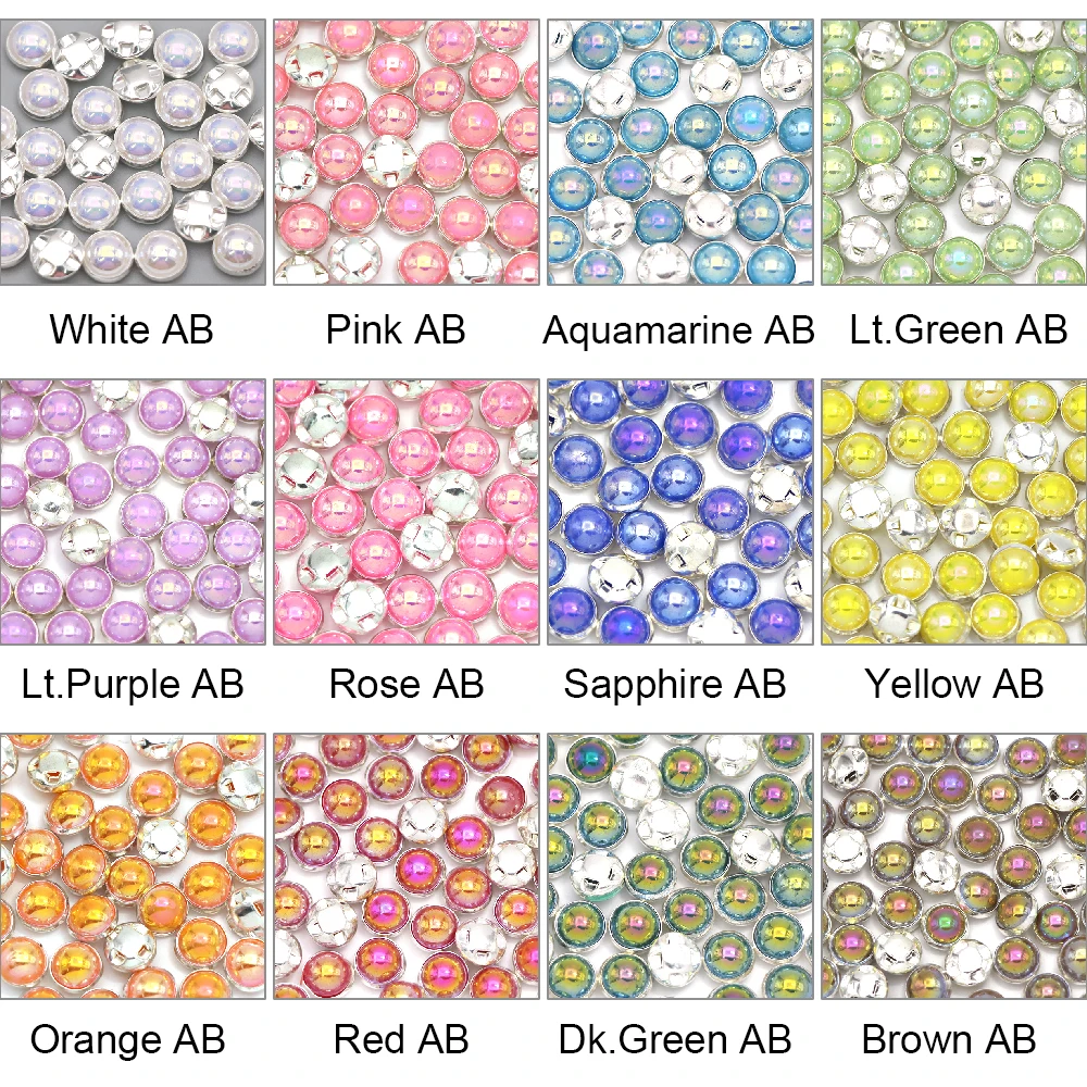 100 шт. 8 мм Перламутровые Бусины пришивные стразы смешанные цвета полукруглые