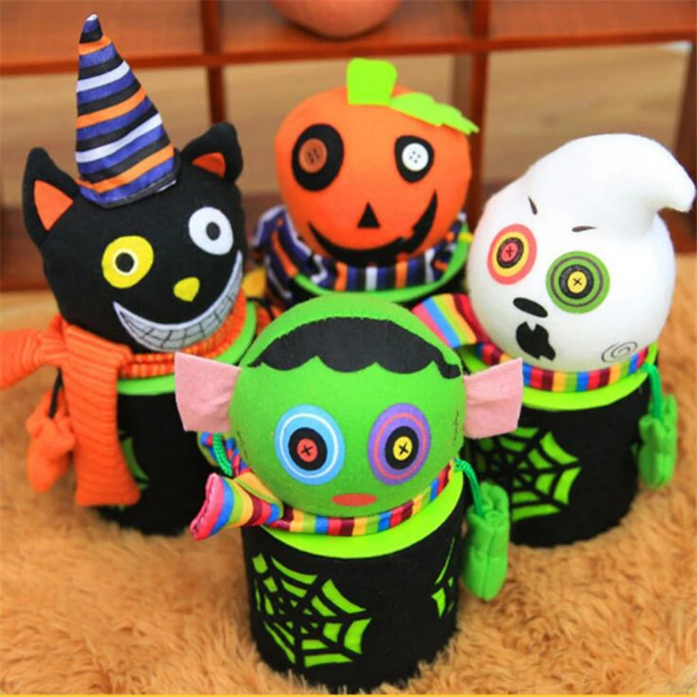 

Halloween Spider Web Ghost Candy Jar Kindergarten Gift Box with Plush Toys Chocolate Snack Cookies Sugar Bottle Cookies Storage