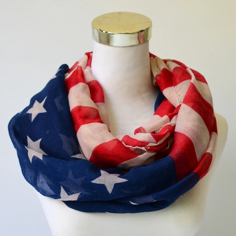 

New Women American Flag Pattern Fashion Style Scarf Shawl Female Scarves 2XPC