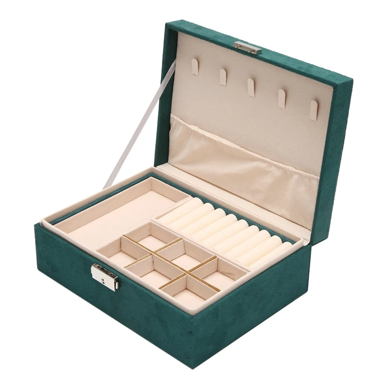 

Suede Cloth Jewelry Box Storage Ring Display Case Jewelry Organizer for Necklaces Large Capacity Cosmetic Storage Box