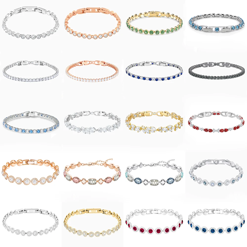 

2021 Fashion Jewelry SWA New Original Element Round Series Bracelet Transparent Crystal Ladies All-Match Romantic Jewelry Gift