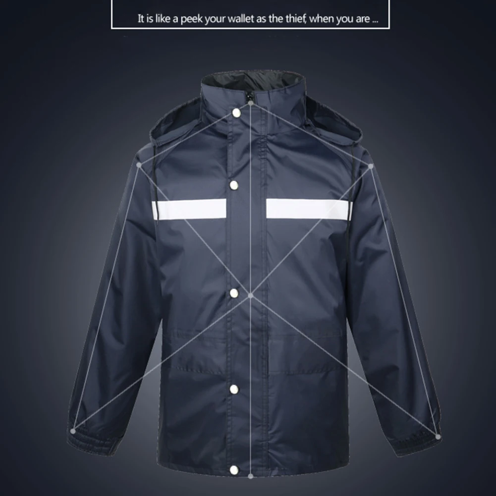 

2 Pcs Waterproof Worker Reflective Thick Bike Riding Raincoat Set Protective Pants Adult Outdoor Warning Motorcycle Split Suit