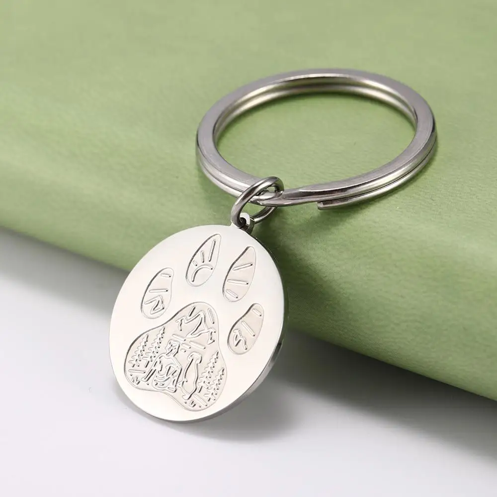

My Shape Stainless Steel Dow Paw Keyring Wolf Paw Keychain Keyholder Jewelry