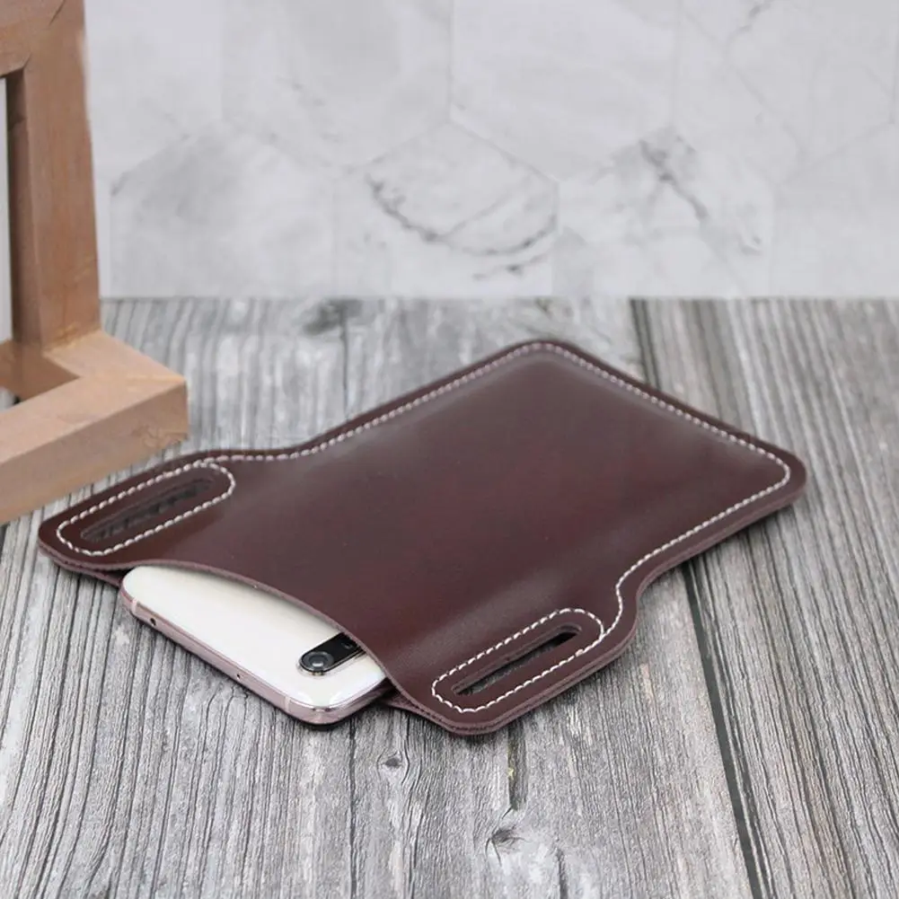 

Vintage Leather Waist Bag Cellphone Loop Holster Mens Phone Wallet General Belt Case Phone Huawei Samsung Bag For IPhone Po W8U6