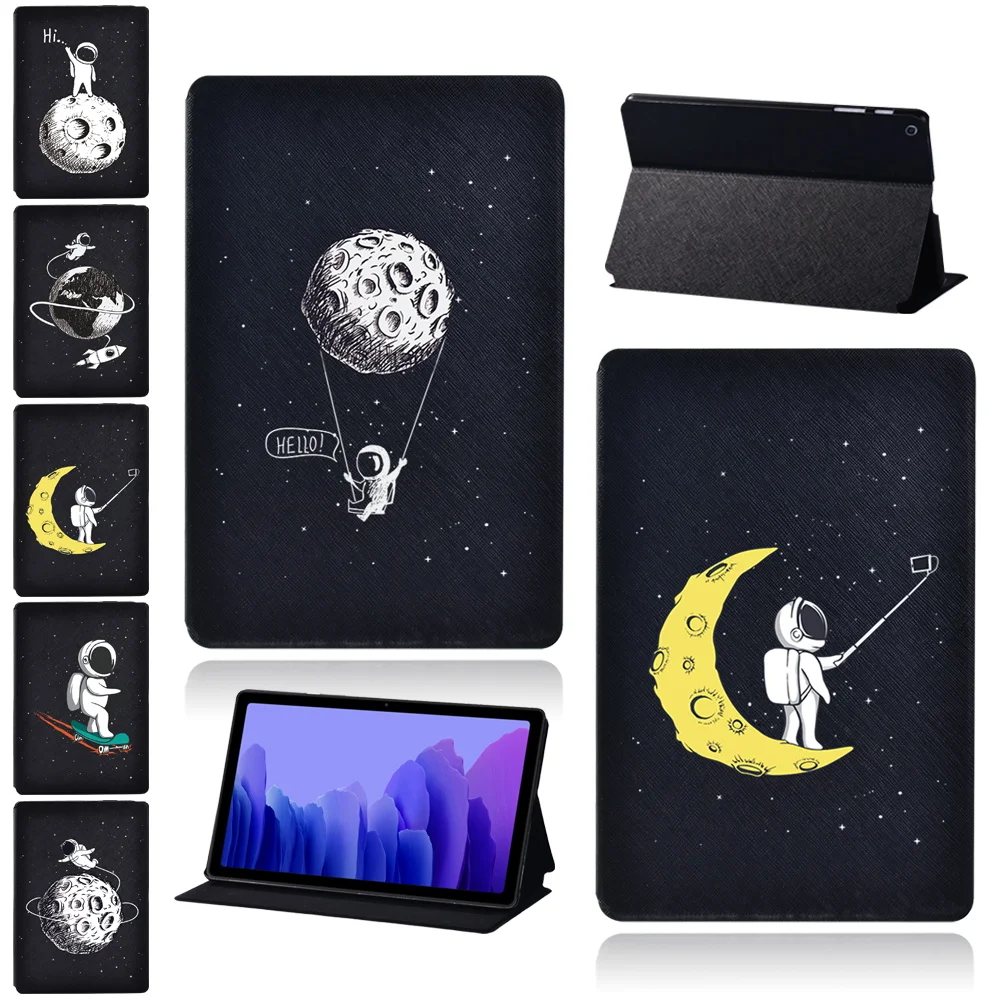 

For Samsung Galaxy Tab A7 10.4 Inch 2020 T500/T505 Tablet Case Astronaut Black Series Leather Cover Case + Free Stylus