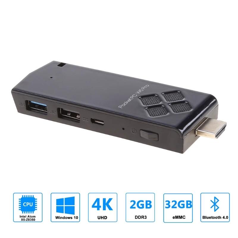 

W5 Pro Mini Computer Stick Windowns 10 Mini PC I-ntel A-tom Z8350 2GB DDR 32GB eMMC Support 4K 2.4G/5.8G WiFi CC BT 4 Retailsale