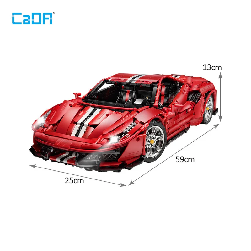 

3187pcs cada master technic blocks red 488 Sports car 1:8 model city speed champions Building Blocks Toys Gift for boyfriend