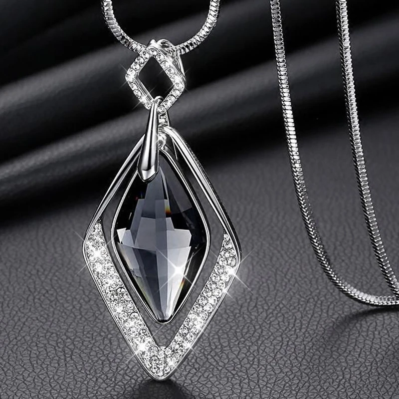 Женские Длинные ожерелья и подвески с кристаллами эффектные геометрические