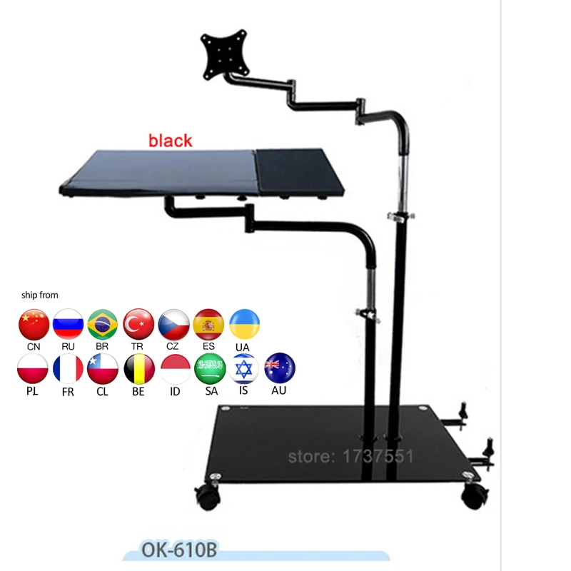 Suporte para Monitor de Computador + Suporte para Teclado Rotativa para Laptop Ok610-suporte de Cabeceira Ok611 para Laptop Sofá Ajustável Mesa