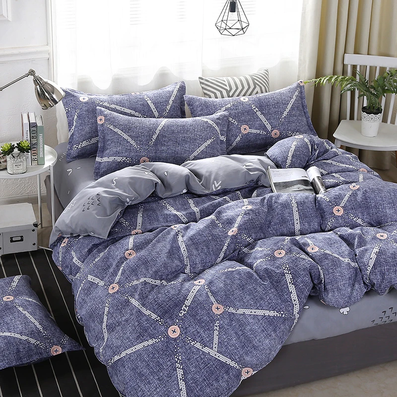 

Modern Bedding Set Summer Bed Linen Set Cute Duvet Cover Set King Bedclothes 3/4pcs Bed Set Geometry Flat Sheet Pillowcase