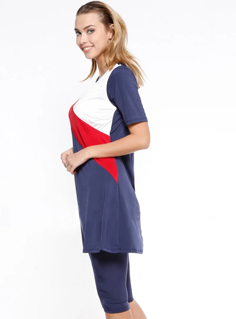 

Bathing suit women Muslim Swimwear Conservative Women's Swimming Suit short sleeve modest Swimsuit