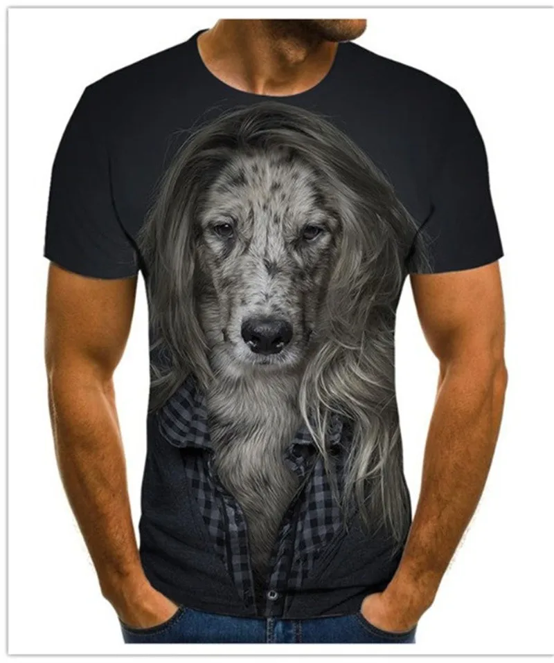 

Dog pattern men's T-shirt men's summer casual 3DT-Shirts interesting men's tops O-neck shirts plus size streetwear